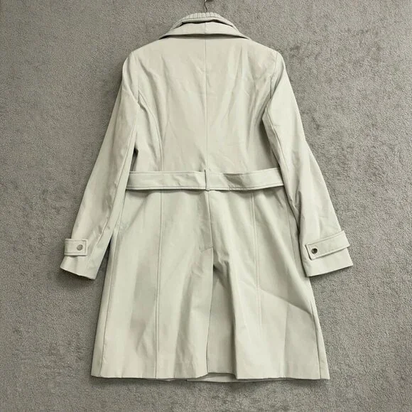 NEW Halston Women's M Gray Double-Breasted Belted Trench Coat Jck16 - Picture 5 of 12